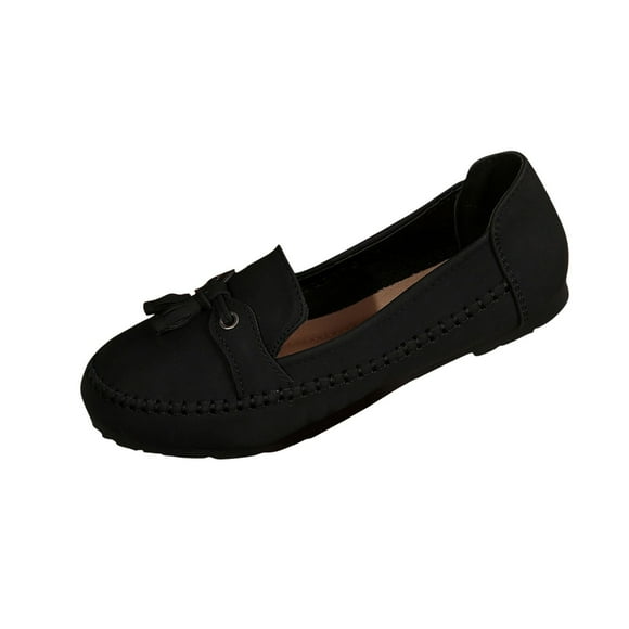 LOVZFMLL Women's Penny Loafers Slip On Flat Shoes for Business Casual Work Comfortable Dress Flats Round Toe Bow Knot Black 9.5