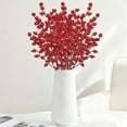 thumbnail image 6 of hulanddfd Fake Red Berry Stems, 15.75inches 4 Forked Berry Branches Wedding Desktop Decoration for Wedding Party Dining Table Decor and Valentine's Day, 6 of 6