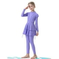 thumbnail image 6 of LIUJUNSHOP Kids Swimsuits Girls Baby Modest Swimwear Long Sleeve Swim Top Pants Hijab 3PCS Bathing Suit Rash Guard Purple 11-12 Years, 6 of 8