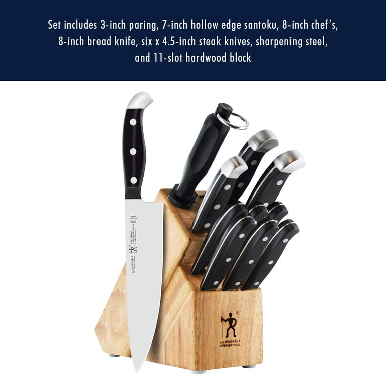  HENCKELS Graphite 14-pc Self-Sharpening Knife Set with Block,  Chef Knife, Paring Knife, Utility Knife, Bread Knife, Steak Knife, Black,  Stainless Steel : Everything Else