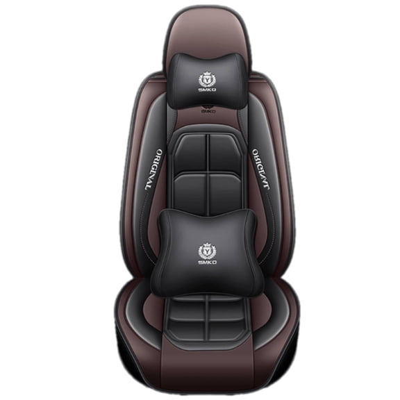 AUQ 2Pcs Car Seat Covers,Artificial Leather Seat Covers For,Carseat Cover,Coffee