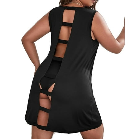 

Sexy Round Neck Sleepshirts Sleeveless Black Plus Size Nightgowns & Sleepshirts (Women s)