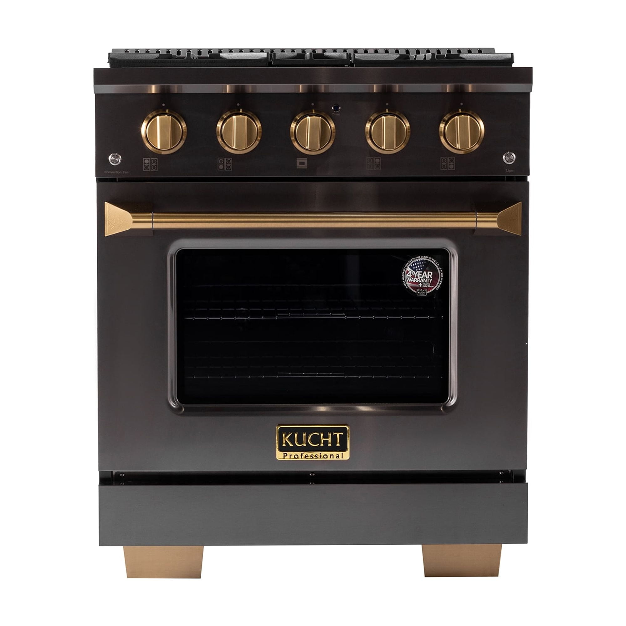 30 in Dual Fuel Range for Propane Gas in Titanium SS + Under Cabinet Range Hood