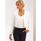 thumbnail image 3 of Chaqueta de Manga Larga para Mujer Blazer Corto con Solapa para Negocios blanco M, 3 of 6