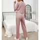 thumbnail image 5 of Traje de salón Waffle de manga larga, 2 piezas para mujer Waffle Pantalones de manga larga para mujer Ropa de estar por casa Traje de uso doméstico de color puro para mujer Ultra Responsivo, 5 of 7