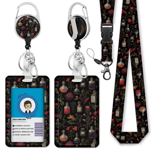 Lanyard Giancomics Magic Vials, soporte para tarjetas de identificación con carrete