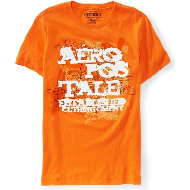Aeropostale - Camiseta con gráfico pintado para hombre, naranja, extragrande