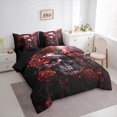 thumbnail image 3 of Manfei Horror Gothic Skeleton 7-Piece Bedding Comforter Set,Red Vintage Flower King Bedding Sets,Halloween Skull Bed Sheets For Boys Girls,Luxury Bedroom Decor Reversible, 3 of 8