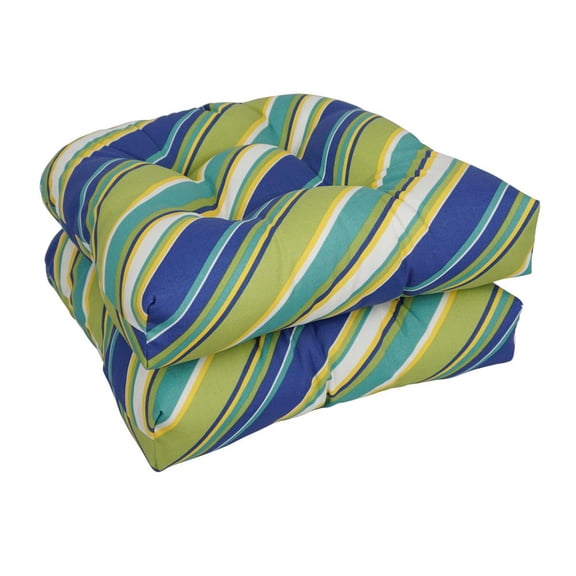 Blazing Needles 93184-2CH-OD-104 19 in. U-Shaped Outddor Dining Chair Cushions, Browning Sunblue - Set of 2