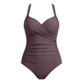 thumbnail image 4 of GDREDA Womens Plus Size Swimsuit Retro Full Coverage Bathing Suit Tummy Control One Piece Vintage Style Swimwear Light Purple,XXXXL, 4 of 5