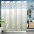 thumbnail image 6 of No Hook Shower Curtains with Snap-in Liner Set, Sage Green Geometric Waterproof Hotel Bathroom Shower Curtain, Modern White Stripe Distortion Art Breathable Mesh Top Window Bath Curtains 72''x78'', 6 of 9