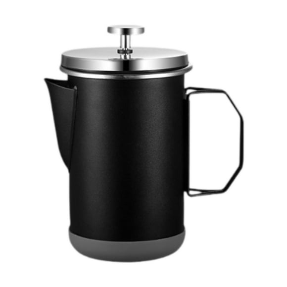 Cafetera francesa de 1000 ml con hervidor de acero inoxidable y filtro de alta resistencia. Negro