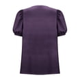 thumbnail image 5 of Women's Loose-Fit Linen Button-Up Shirt with Short Sleeves and Round Neck, 5 of 6