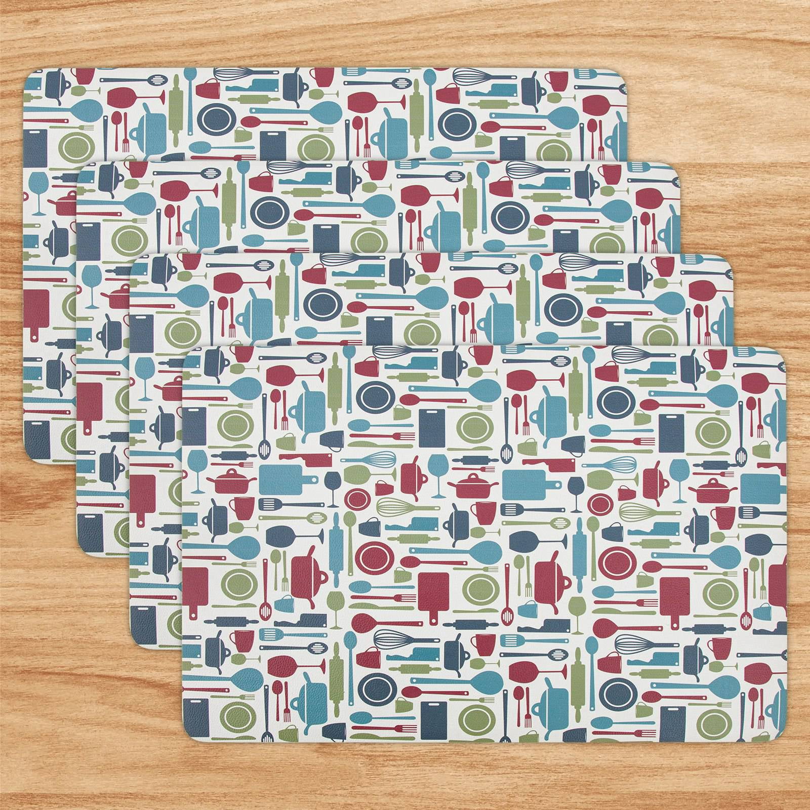 RAY STAR Placemats Set of 4, Vinyl Washable Wipeable Place Mats-12inx18in, Heat Resistant Waterproof Place Mat
