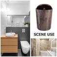 thumbnail image 3 of FRCOLOR Swing Lid Trash Can For Bathroom Kitchen And Bedroom Round Trash Can With Lid Small Imitation Wood Grain Garbage Bin For Home And Office Use, 3 of 8