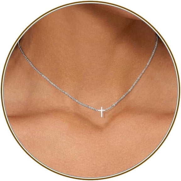 Cross Necklace For Women, Dainty 18K Gold Plated Small Cross Pendant Necklace Simple Gold Cross Necklaces For Women Trendy Gold Jewelry For Women Gift[o1076]