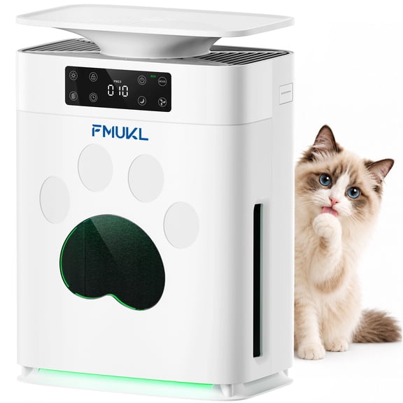 FMUKL Air Purifier for Home Pets, Air Cleaner Up to 1,800 Sq. Ft, Powerful 360° Bottom Pet Hair Intake, H13 HEPA Filter for Pet Dander & Allergies, AQI Display, Washable Pre-Filter