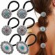 thumbnail image 1 of 6 Pcs Western Ponytail Holders Metal Boho Hair Ties Flower Circular Hair Ropes Vintage Turquesa Concho Squash Blossom Hair Bands Accesorios de decoración para mujeres niñas, 1 of 4