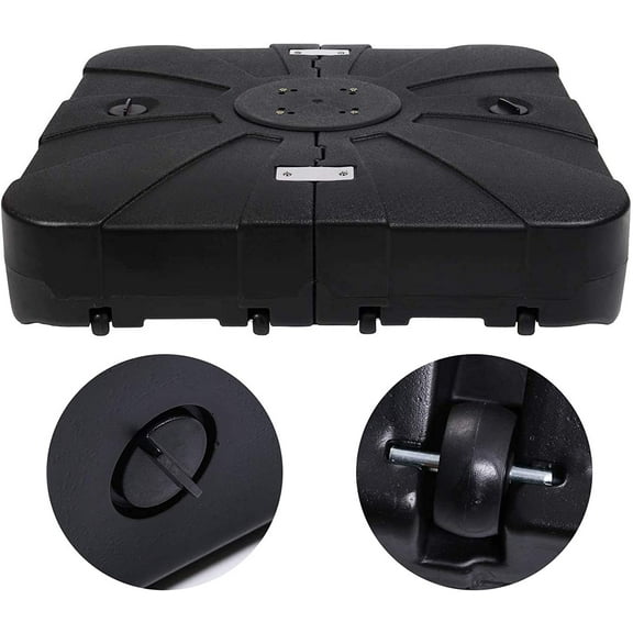 33" x 33" Offset Patio Umbrella Base Sand/Water Filled Square Umbrella Stand with Wheels