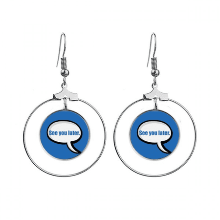 daily language chat happy greetings earrings dangle hoop jewelry drop circle