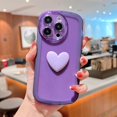 thumbnail image 4 of Compatible with iPhone 15 Pro Case for Women Girls Cute 3D Heart Clear Phone Case with Camera Lens Protection Shockproof Transparent Frosted Edge Soft Silicone Cover 6.1 Inch (Purple), 4 of 9