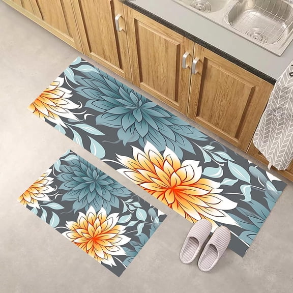 Boho Floral Kitchen Rugs and Mats Non Skid for Floor Anti Fatigue Kitchen Mat Kitchen Decor
