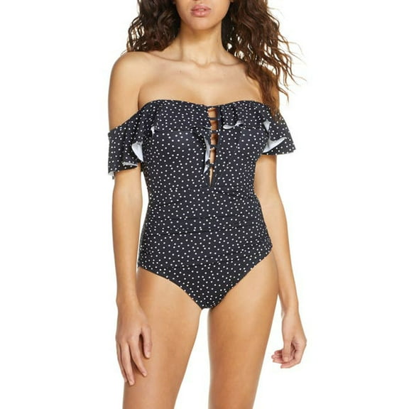 Tommy Bahama Sea Swell Off-the-Shoulder One-Piece Swimsuit, Black, 12