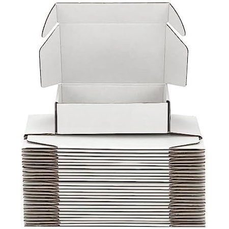 Small Shipping Boxes 7x5x2 Inch (25 Pack) - Sturdy White Corrugated Cardboard Boxes for Small Business Ecommerce Mailing & Packaging | Recyclable Gift & Storage Boxes
