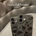 thumbnail image 3 of FZC-for iPhone 16 Case 6.1 Inch 2024, Aesthetic Rose Floral Print Phone Case for Women Girls Men, Slim Silicone Protective Phone Cover for iPhone 16, Black Flower, 3 of 4
