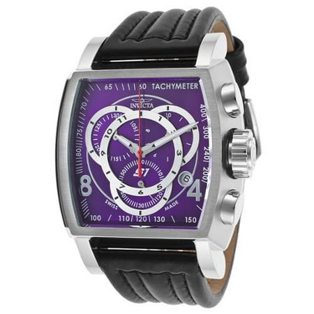 Invicta Bolt Men's 52mm Quartz Chronograph Black Dial Genuine Black Leather Strap Watch (24440)ÃƒÂ¢