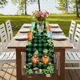 thumbnail image 4 of Table Runners 70 Inches Long Dress Scarves, St. Patrick's Day Farmhouse Coffee/Dining/Kitchen Table Decor, Holiday Table Runner, Cute Gnomes Lucky Shamrocks Green Black Plaid 13x70 Inch, 4 of 9
