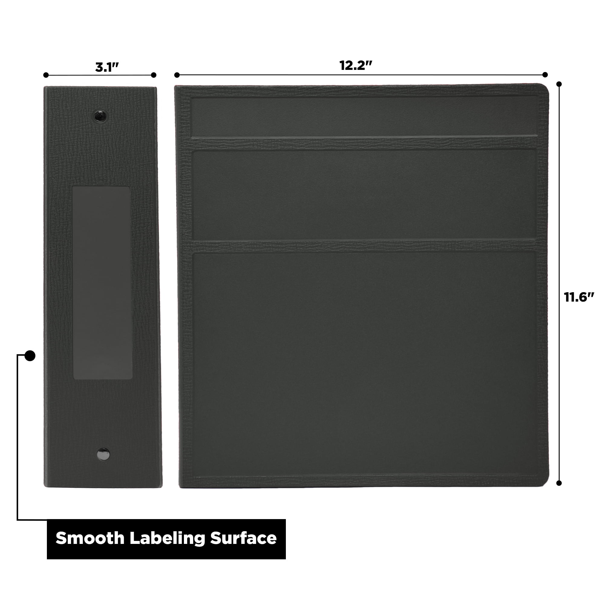 Carstens 3-Inch Heavy Duty 3-Ring Binder - Side Opening, Charcoal Gray