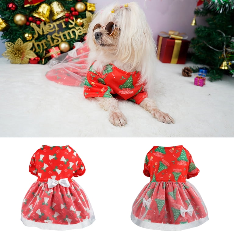 D-GROEE Dog Christmas Costume Pet Clothes Cat Xmas Tree Pattern Dress Dogs Apparel and Pet Clothes