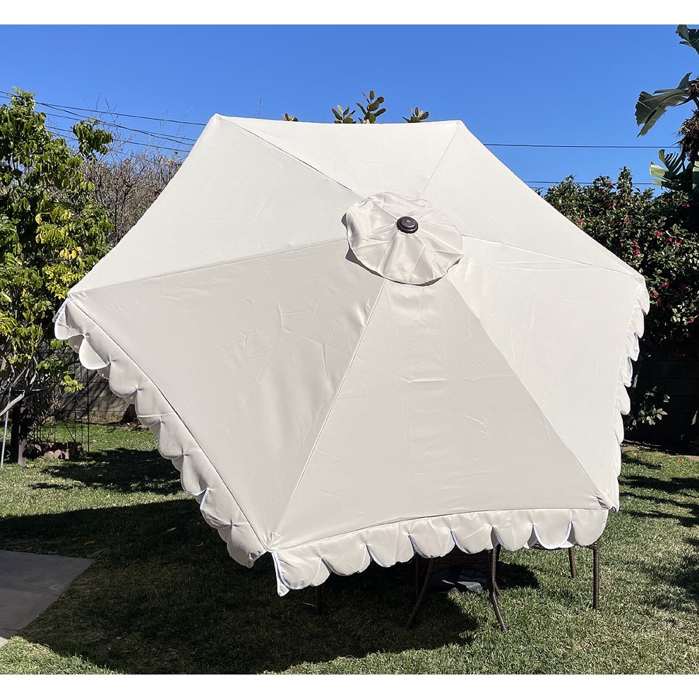 BELLRINO DECOR Replacement LIGHT COFFEE Scalloped Edge Umbrella Canopy