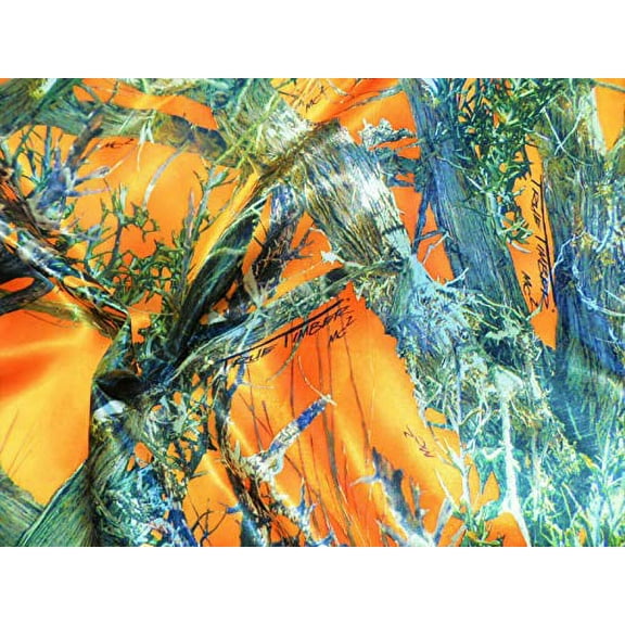 Fabric True Timber Camo MC2 Blaze Orange Charmeuse Silky Bridal Satin CS24