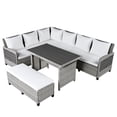 thumbnail image 5 of MAYEERTY 5-Piece Outdoor Patio Rattan Sofa Set with Dining Table, Extendable Side Tables, Washable Cushions, PE Wicker Sectional Furniture for Backyard or Poolside, 5 of 9