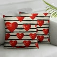 thumbnail image 3 of BANET Set of 2 Black Watercolor Stripes Red Love Hearts Decor Throw Pillows Spring Holiday Outdoor Cushion Cases for Couch Bed Decorations 12x12in, 3 of 7