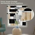 thumbnail image 2 of Beige Kitchen Window Curtains Valance and Tier Set 36 Inch, Black Grey White Modern Rod Pocket Short Tier Curtain for Bathroom, Abstract Art Small Cafe Drapes for Decor, 2 of 6
