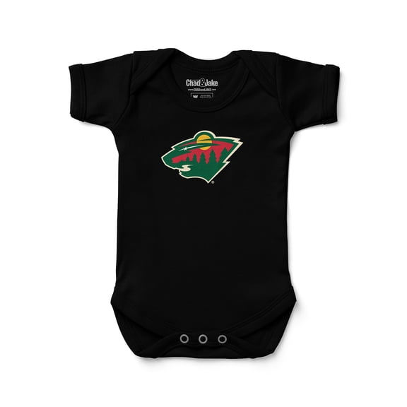 Newborn & Infant Chad & Jake Black Minnesota Wild Primary Logo Bodysuit