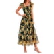 thumbnail image 1 of Vestido PRETTYGARDEN Floral Negro y Amarillo, Midi sin Mangas, Talla L, 1 of 8