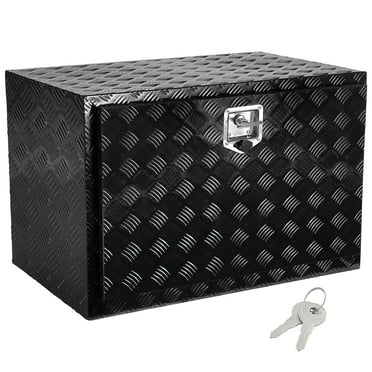KFFKFF Truck Underbody Storage, 48" x 17" x 18" Pickup Stowage Unit, Robust Aluminum Diamond Plate Toolbox with Secure Lock and Keys, Weatherproof Trailer Stowage Box with T-Handle Fastener for Truck