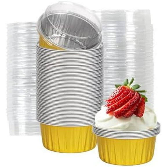 20 Pack Desert Containers,5oz Mini Desert Cups With Lids,Aluminum Foil Disposable Bowls For Party,Microwave And Freezer Safe$$Home Decor, Kitchen, & Other