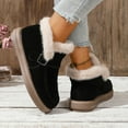 thumbnail image 5 of Rokment Winter Snow Boots for Women 2025 Fashion Casual Suede Buckles Comfortable Fleece Lined Warm Flat Slip on Loafers Walking Ankle Booties Black Size 6, 5 of 8