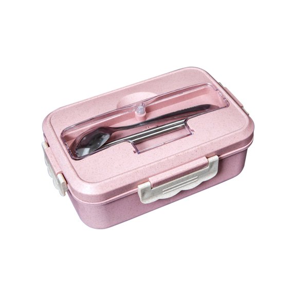 Thermal Bento Box, Wheat Straw Leak Proof Lunch Container with Silicone Seal, Portable Meal Prep Food Storage for Work School Travel