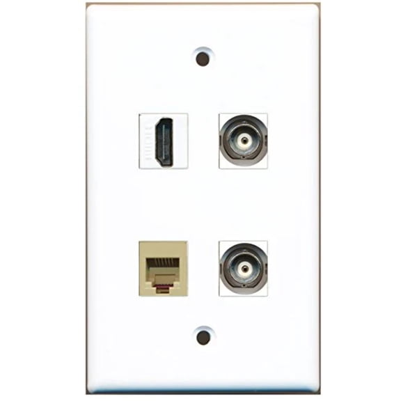 RiteAV - 1 Port HDMI 1 Port Phone RJ11 RJ12 Beige 2 Port BNC Wall Plate