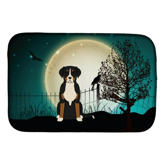 Halloween Scary Greater Swiss Mountain Dog Dish Drying Mat