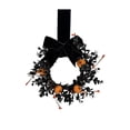 thumbnail image 2 of BUTASY Halloween Wreath for Front Door, Black Artificial Flower Wreath for Halloween Indoor Decorations Centerpiece Party Holiday Wall Home Decor, 2 of 6