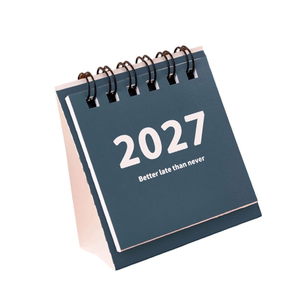 2027 Desk Calendar for Small Desks, Freestanding Paper Date Planner with Twin-Wire Binding for Daily Desk Note Use by LUVNIMB