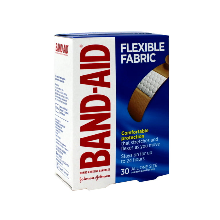 Band-Aid Brand Flexible Fabric Adhesive Bandages for Wound Care and First  Aid, All One Size, 100 Count 