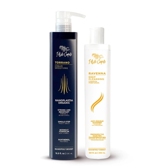 I Belli Capelli Torrano Keratin Hair Treatment Straightening in 1 Step, Formaldehyde Free-Nanoplastia Para Alisar Cabello 16.9Fl.oz (500ml)   Deep Cleansing Shampoo 10.1 fl.oz (300ml)